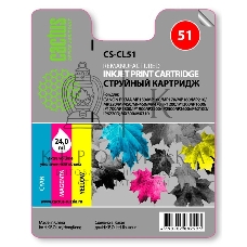Картридж струйный Cactus CS-CL51 многоцветный (18 мл.) для Canon Pixma MP150/MP160/MP170/MP180/MP450/MP460/iP2200/iP6210/iP6220/iP6220D/iP6310/iP6310D/MX300/MX310