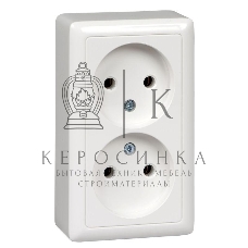 Розетка 2-м ОП Хит 16А IP20 без заземл. без защ. шторок белый SchE RA16-237-B