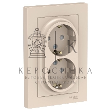 Розетка 2-м СП AtlasDesign 16А IP20 с заземл. защ. шторки в сборе беж. SE ATN000226
