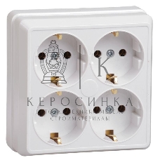 Розетка Iek ERO41-K01-16-DC РС24-3-ОБ 4местн. с з/к 16А откр.уст. ОКТАВА (белый)