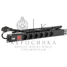 Блок ITK PDU 6 роз. нем.ст. с выкл 1U каб. 2м вилка нем.ст ПВХ чер