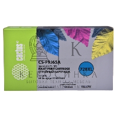 Картридж струйный Cactus CS-F9J65A (728XL) желтый (130 мл) для HP DJ T730/T830