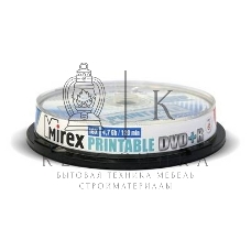 Диск DVD+R Mirex 4.7 Gb, 16x, Cake Box (10), Ink Printable (10/300)