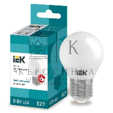 Лампа светодиодная ИЭК LLE-G45-5-230-40-E27 ECO G45 5Вт шар 4000К белый E27 450лм 230-240В
