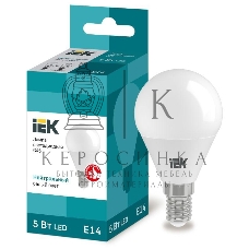 Лампа светодиодная ИЭК LLE-G45-5-230-40-E14 ECO G45 5Вт шар 4000К белый E14 450 лм 230-240В