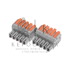 Клемма Rexant СМК 222-425R проходная разъемная 5 полюсов серый 0,2-2,5/4 мм² (20 шт/уп)