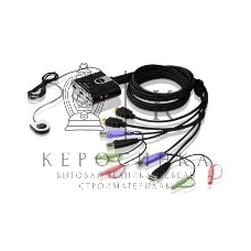 Переключатель KVM ATEN (CS692-AT) KVM+Audio, 1 user USB+HDMI => 2 cpu USB+HDMI, со встр.шнурами USB+Audio 2x1.2м., 1920x1200, настол., исп.стандарт.