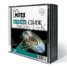 Диск CD-RW Mirex 700 Mb, 12х, Slim Case (5), (5/200)