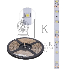 Лента светодиодная 12В, SMD2835, 4,8Вт/м, 60 LED/м, 6500К, 8мм, 20м, для БП с клеммами, IP20 LAMPER