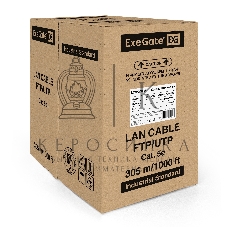 Кабель ExeGate UTP 2 пары кат.5e медь, 24AWG, бухта 305м, серый, PVC