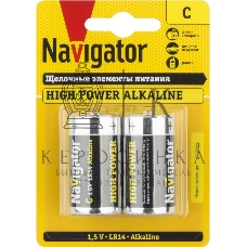 Элемент питания алкалиновый Navigator C/LR14 NBT-NE-LR14-BP2 (блист.2шт)