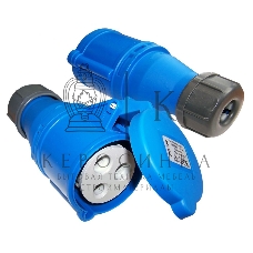 Вилка Lanmaster LAN-IEC-309-32A1P/F однофазная мама 32A 250V разборная синяя