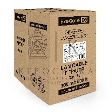 Кабель ExeGate UTP 4 пары кат.5e CCA, 24AWG, внешн., без троса, бухта 305м, черный, PE