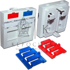 Вставка 45x45 на 2 кейстоуна, со шторкой, маркировкой и иконками, белая