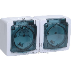 Розетка 2-м ОП Гермес Plus РСб22-3-ГПБд с защ. крышкой с заземл. IP54 (цвет крышки дымчатый) ИЭК ERMP22-K03-16-54-EC