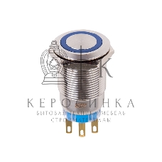 Кнопка антивандальная Rexant Ø19 250В Фикс (5с) ON-OFF/OFF-ON подсв/синяя