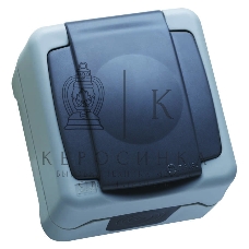 Розетка 1-м Makel ОП 16А IP44 с заземл. с крышкой сер.