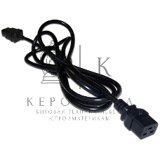 Шнур питания Lanmaster C19-C14, 3х0.75, 220В, 10А, черный, 2.0 метра