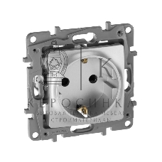 Розетка 672422 Legrand Розетка 2К+З со шторками - немецкий стандарт - винтовые зажимы - 16 А - 250 В - Etika - алюминий