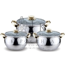 Набор посуды Kelli KL-4206 6 пред.(Кастрюля с жаропрочной стекл. крышкой 2.1 л. Кастрюля с жаропрочной стекл. крышкой 3 л. Кастрюля с жаропрочной стекл. крышкой 4 л. Высококачественная нерж. сталь 18/10. 5-ти слойное капсульное дно.)