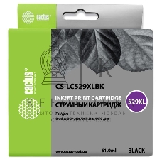 Картридж струйный Cactus CS-LC529XLBK черный (61 мл) для Brother DCP-J100/J105/J200