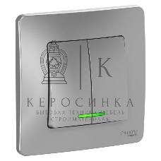 Выключатель 2-кл. СП Blanca (сх.5) 10А 250 В с подсветкой алюм. SchE BLNVS010513