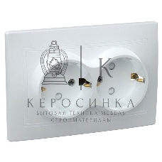 Розетка силовая Iek ERK21-K01-16-DM РСш12-3-КБ 2 местн. c з/к с защ.штор. 16А КВАРТА (белый)