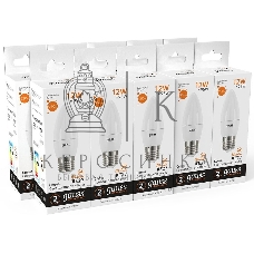 Лампа светодиодная Gauss Elementary 30212 12Вт цок.: E27 свеча 220B 3000K св. свеч. белый теп. (упак.: 10 шт)