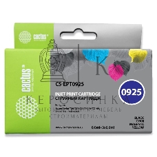 Картридж струйный Cactus CS-EPT0925 черный/голубой/пурпурный/желтый (27.8 мл) для Epson Stylus C91/CX4300/T26/T27/TX106/TX109/TX117/TX119