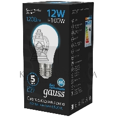 Лампа светодиодная Gauss 102502312 12Вт цок.: E27 груша 220B 6500K св. свеч. бел. хол. (упак.: 10 шт)
