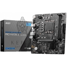 Материнская плата MSI PRO H610M-E DDR4, LGA 1700, Intel H610, 2xDDR4, 4xSATA, 1xM.2, 1xPCIe 4.0 x16, 1xPCIe 4.0 x1, 1xHDMI, 1xVGA, 1xRJ45 1Gb, 2xUSB-A 3.2 Gen 1, 4xUSB-A 2.0, 3x3.5мм, 7.1, mATX
