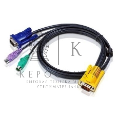 Кабель ATEN KVM Cable 2L-5203P Кабель для KVM: 2xPS/2(m)+DB15(m) (PC) -на- SPHD15(m) (KVM), 3м