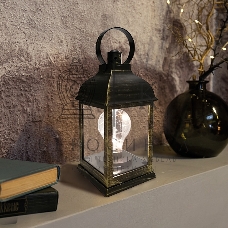 Декоративный фонарь Neon-night с лампочкой, бронзовый корпус, размер 10.5х10.5х22,5 см, цвет теплый белый