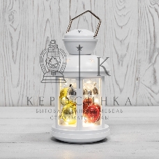 Декоративный фонарь Neon-night с шариками 12х12х20,6 см, белый корпус, теплый белый цвет свечения