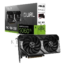 Видеокарта ASUS GeForce RTX 5060 Ti Dual OC , NVIDIA RTX 5060 Ti, 16 ГБ GDDR7, 128 бит, PCI-e 5.0, 1xHDMI, 3xDP, 2632 МГц