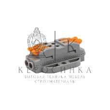 Клемма соединительная Rexant многоразовая проходная 2 полюса, с монтажной площадкой (0,08-4 мм²), серая (50 шт./уп.)