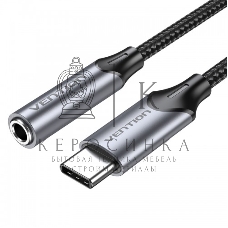 Переходник Vention USB-C M/Jack 3.5 мм F DAC - 0,1м Серый