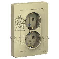 Розетка 2-м СП Blanca 16А 250В без шторок с заземл. беж. SchE BLNRS001027