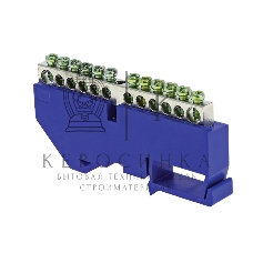 Шина нулевая N 6х9 14 отвер. никель син. изолятор на DIN-рейку PROxima EKF sn1-63-14-d
