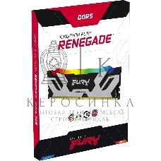 Оперативная память Kingston Fury Renegade, DDR5, 32GB (2x16GB), 6400MHz, CL32, DIMM, с радиатором, RGB, серебристый/черный
