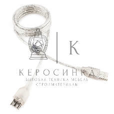 Кабель-удлинитель USB2.0 Pro Cablexpert CCF-USB2-AMAF-TR-6, AM/AF, 1,8м, экран, 2феррит.кольца, прозрачный, пакет