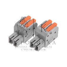 Клемма Rexant СМК 222-422R проходная разъемная 2 полюса серый 0,2-2,5/4 мм² (50 шт/уп)