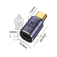 Переходник USB 4 Type-C мама-папа прямой