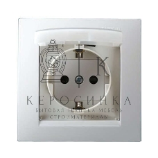 Розетка 1-м СП Simon15 с защ. крышкой защ. шторки с заземл. IP44 бел. Simon 1590450-030