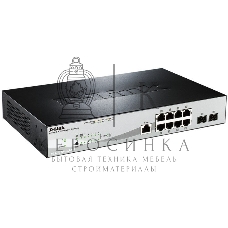 Коммутатор управляемый D-Link DGS-1210-10P/ME 2 уровня с 8 портами 10/100/1000Base-T с поддержкой PoE и 2 портами 1000Base-X SFP