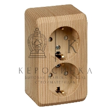 Розетка 2-м ОП Этюд Дача 16А защ. шторки с заземл. сосна SchE PA16-008D