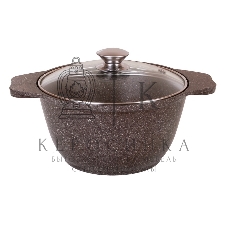 Кастрюля Kukmara 3 л со стеклянной крышкой АП (кофейный мрамор) КМК32а