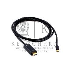 Кабель Cablexpert mDP-HDMI, 20M/19M, 1.8м, черный, позол.разъемы, пакет (CC-mDP-HDMI-6)