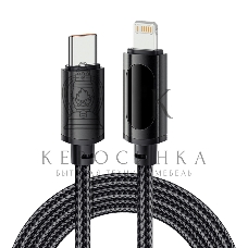 Кабель Rexant Type-C – Lightning для Apple, 3А, 1м, в черной нейлоновой оплетке, с LED-дисплеем