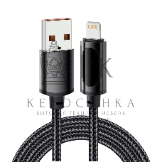 Кабель Rexant USB-A - Lightning для Apple, 2,4А, 1м, в черной нейлоновой оплетке, c LED дисплеем